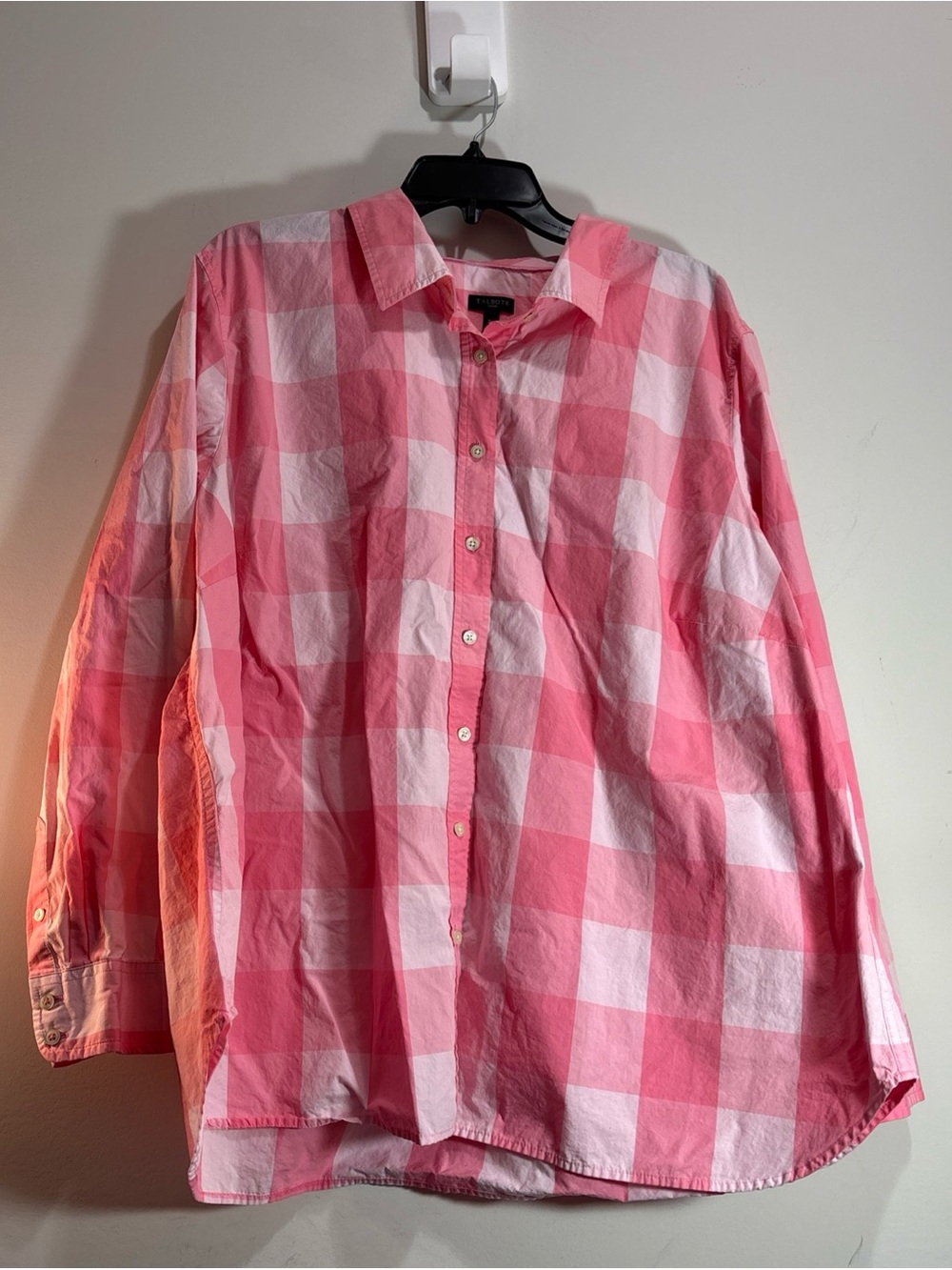 Talbots Pink Checkered Button-Up Shirt  Sz 3X. 1464